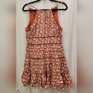 Rusty Orange Floral Summer Dress from Francesca's Sz Large